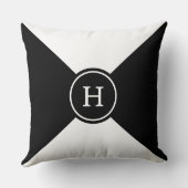 黒と白の幾何学的な図形のモノグラム クッション (裏面)