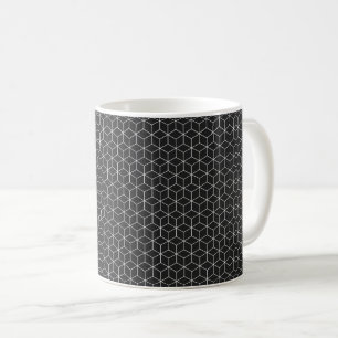 黒と白の幾何学的な立方体パターン コーヒーマグカップ