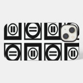 黒と白の幾何学的な等号パターン iPhoneケース (裏面横)