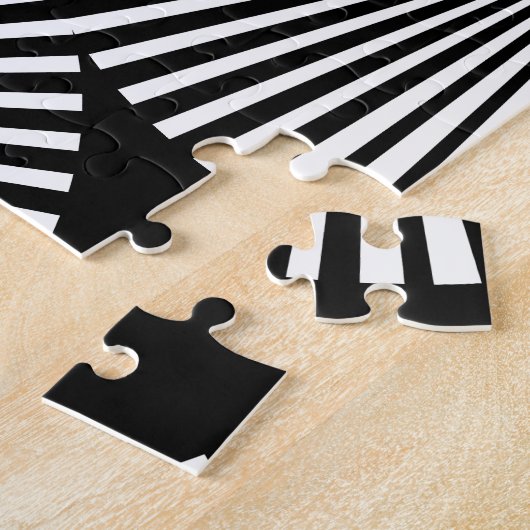 黒と白の幾何学的ドミノ錯視 ジグソーパズル (側面)