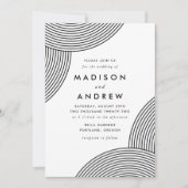 黒と白の幾何学的結婚渦巻き 招待状 (正面)