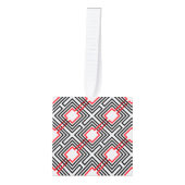 黒と白の幾何学的 キューブオーナメント (正面)