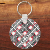 黒と白の幾何学的 キーホルダー (正面)