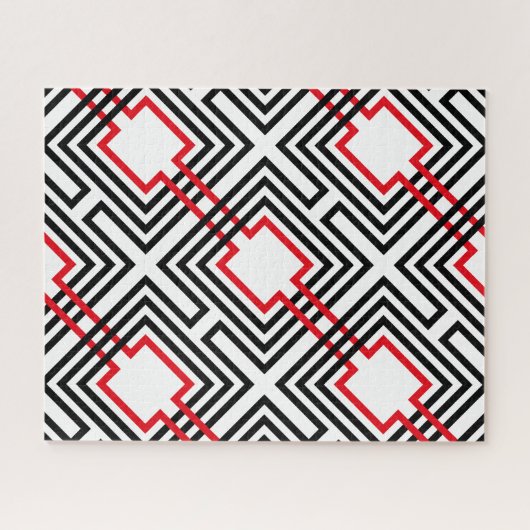 黒と白の幾何学的 ジグソーパズル (横)