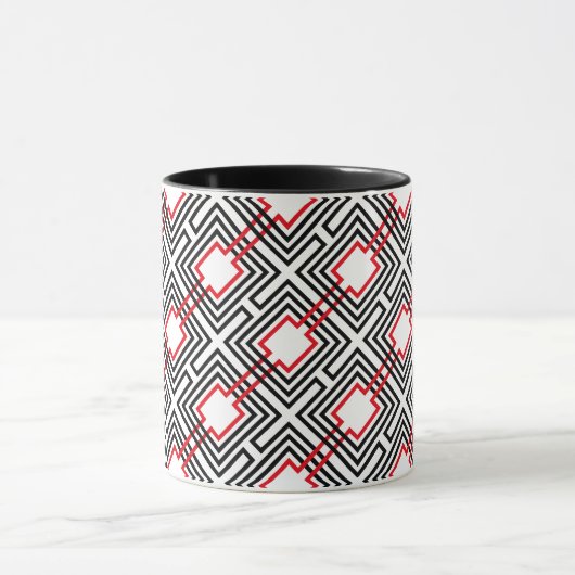 黒と白の幾何学的 マグカップ (中央)