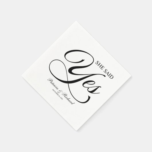 黒と白の彼女はイエスと言った婚約パーティー スタンダードカクテルナプキン (角)