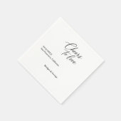 黒と白の応援でスクリプトを愛する スタンダードカクテルナプキン (角)