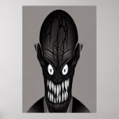 黒と白の怖いモンスターヘッド | AIアートポスター ポスター (正面)