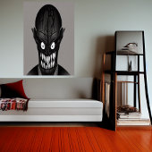 黒と白の怖いモンスターヘッド | AIアートポスター ポスター