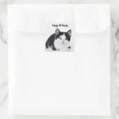 黒と白の思慮深い子猫ステッカー スクエアシール (バッグ)