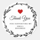 黒と白の感謝していお前クラシック丸シール ラウンドシール (正面)