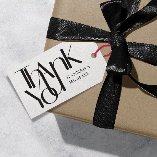 黒と白の感謝のギフトタグ ギフトタグ