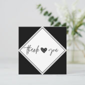 黒と白の感謝のハート サンキューカード (スタンド正面)