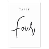 黒と白の手のスクリプトテーブル4 テーブルナンバー (正面)