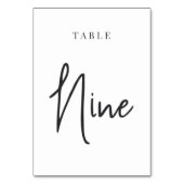 黒と白の手のスクリプトテーブル9 テーブルナンバー (裏面)