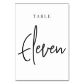 黒と白の手のスクリプトテーブルELEVEN テーブルナンバー (裏面)