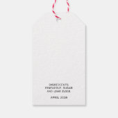 黒と白の手作りパイナップルジャム ギフトタグ (裏面)