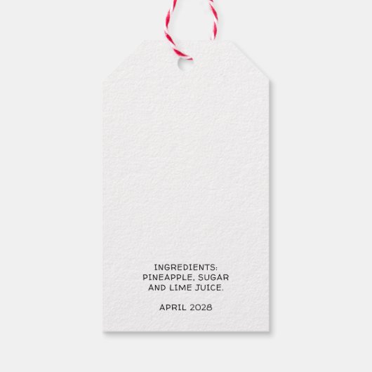 黒と白の手作りパイナップルジャム ギフトタグ (裏面)