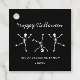 黒と白の手描きスケルトン ハロウィン フェイバータグ