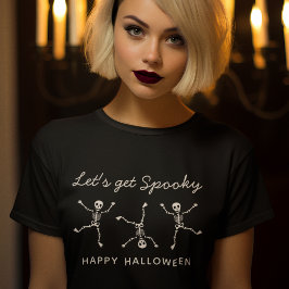 黒と白の手描きスケルトン ハロウィン Tシャツ