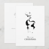 黒と白の手描きトナカイ クリスマス (正面/裏面)