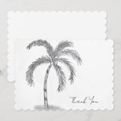 黒と白の手描きヤシの木 サンキューカード (正面/裏面)