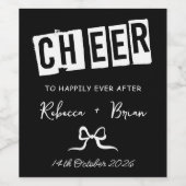 黒と白の手描き弓スケッチ結婚ズ ワインラベル (シングルラベル)