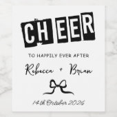 黒と白の手描き弓スケッチ結婚ズ ワインラベル (シングルラベル)