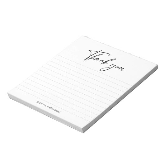 黒と白の手書き文字の感謝の気持ちを込めたパーソナライズされたノート ノートパッド (回転)