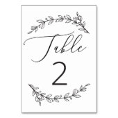 黒と白の手書き風なラスティックフラワーの結婚式 テーブルナンバー (裏面)