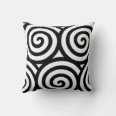 黒と白の抽象的なスパイラル幾何学模様 クッション (裏面)