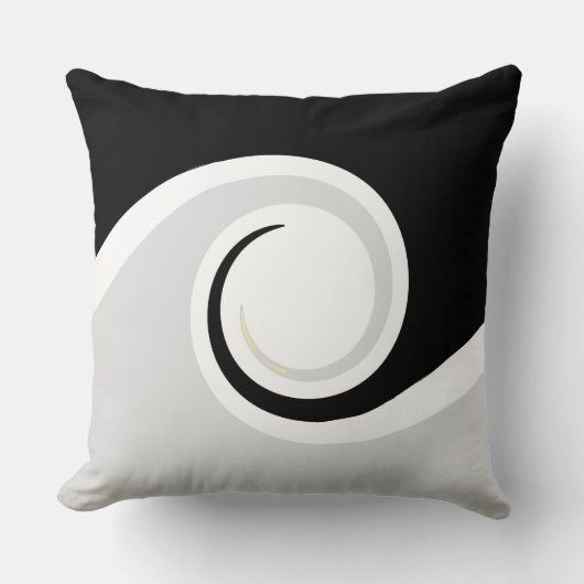黒と白の抽象的なライフウェーブ クッション (正面)