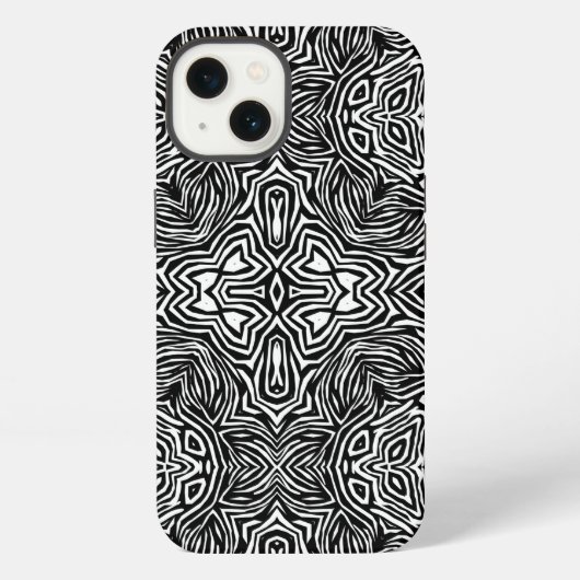 黒と白の抽象的な幾何学的なモダンなパターン iPhoneケース (裏面)