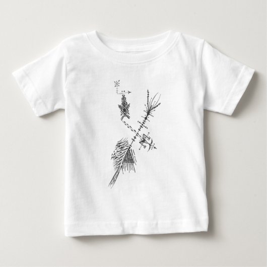 黒と白の抽象的な部族のタトゥーアートの杖 ベビーTシャツ (正面)