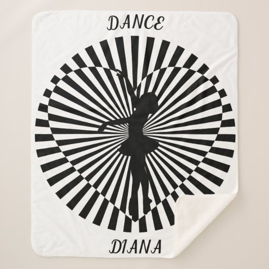 黒と白の抽象芸術毛布のバレリーナ。 シェルパブランケット (正面)