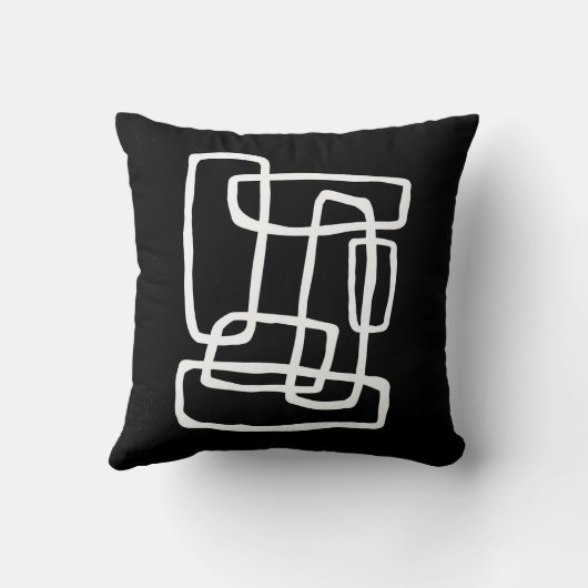 黒と白の抽象芸術連動図形 クッション (裏面)