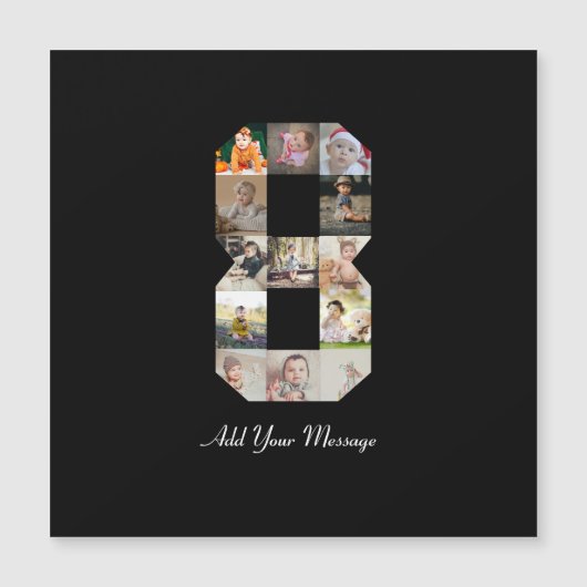 黒と白の数字８の写真コラージュ (正面)