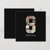 黒と白の数字８の写真コラージュ 案内状 (正面/裏面)