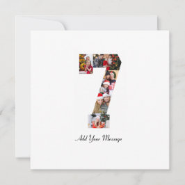 黒と白の数字7の写真コラージュ サンキューカード