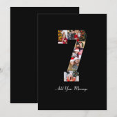 黒と白の数字7の写真コラージュ サンキューカード (正面/裏面)