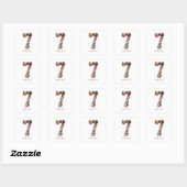 黒と白の数字7の写真コラージュ スクエアシール (シート)