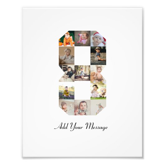 黒と白の数字8写真コラージュ フォトプリント            (正面)