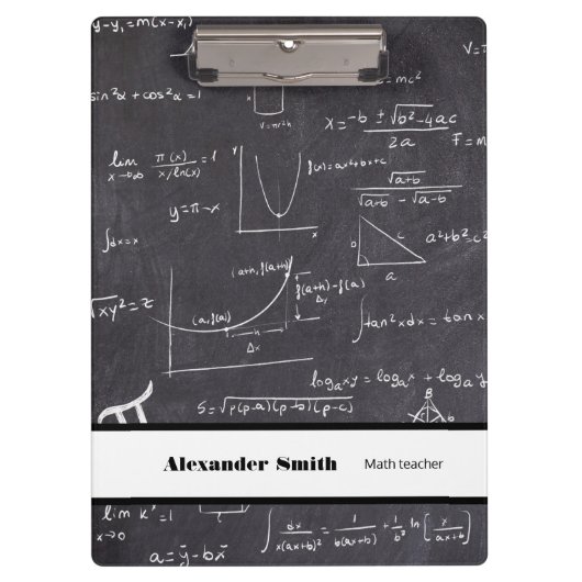 黒と白の数式の数式の数式先生 クリップボード (正面)