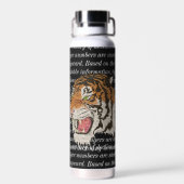 黒と白の文字の背景ワイルドタイガーウッド ウォーターボトル (背面)