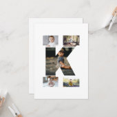 黒と白の文字Kの写真コラージュ カード (正面/裏面インサイチュ)