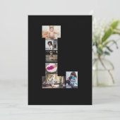 黒と白の文字Lの写真コラージュ カード (スタンド正面)