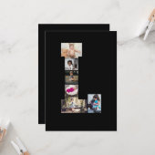 黒と白の文字Lの写真コラージュ カード (正面/裏面インサイチュ)