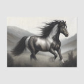 黒と白の斑模様の馬のデコパージュ 薄葉紙 (正面)