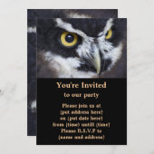 黒と白の斑点フクロウ 招待状 (正面/裏面)