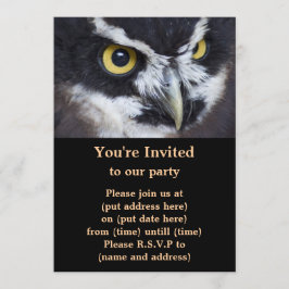 黒と白の斑点フクロウ 招待状